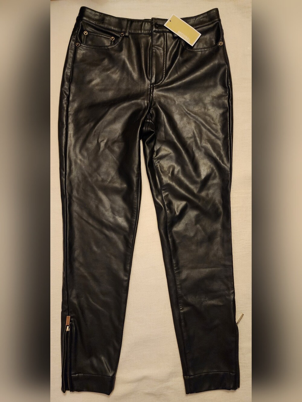 NWT Michael Kors Black Faux Leather High-Rise Pants Size 6